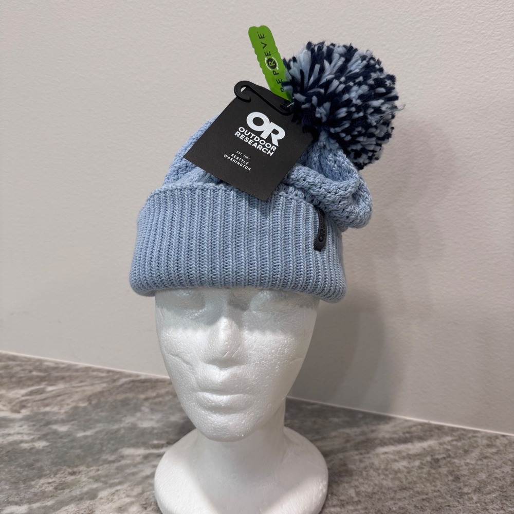 Outdoor Research Layer Up Beanie Arctic Naval Blue Pom Knit Hat 300043 NWT